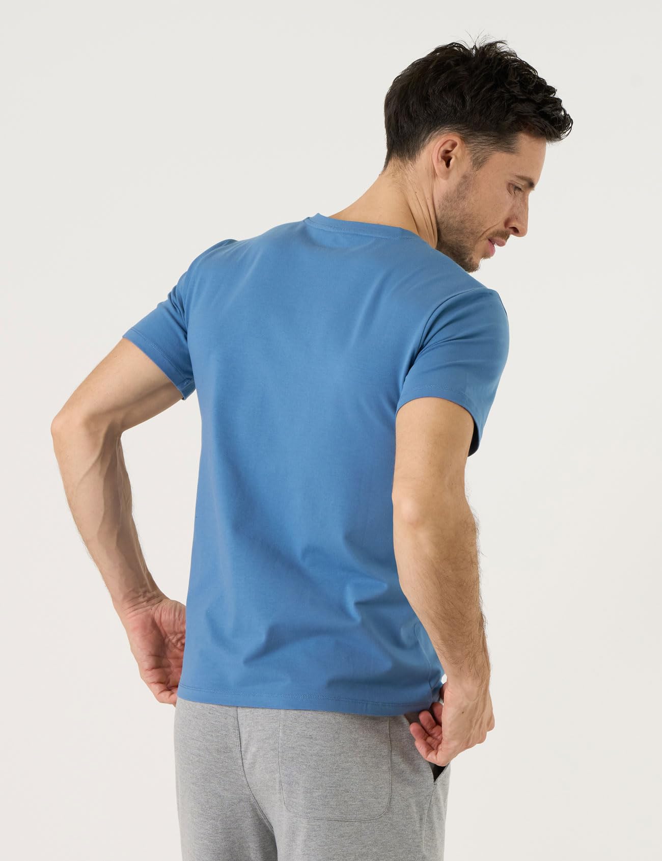 LAPASA Lot de 3 T-Shirts ou Maillots de Corps Homme Uni en Coton de Qualité Manches Courtes Doux et Confortables Col Rond/Col en V M05/M06