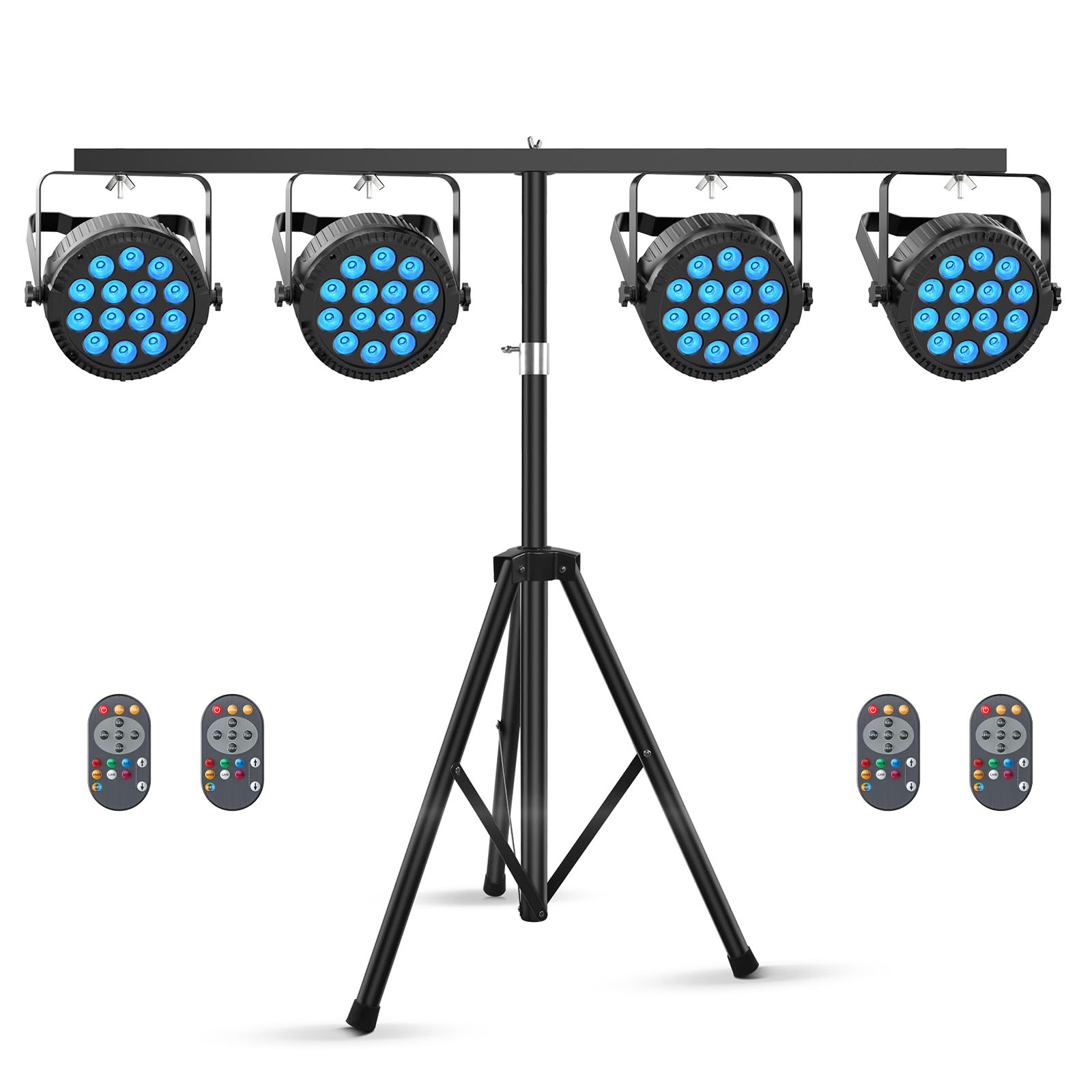 Lot de 4 lampes LED RGBW DMX 84 W par télécommande, lumière stroboscopique pour DJ, discothèque, mariage, église, spectacle en direct, Halloween, Noël