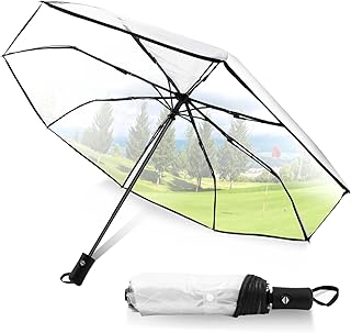 Clear Umbrellas for Rain Adult, Clear Wedding Umbrellas,Transparent Umbrella Automatic Folding Umbrella Compact