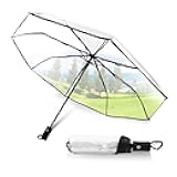 OUYESGL Clear Umbrellas for Rain Adult, Clear Wedding Umbrellas,Transparent Umbrella Automatic Folding Umbrella Compact