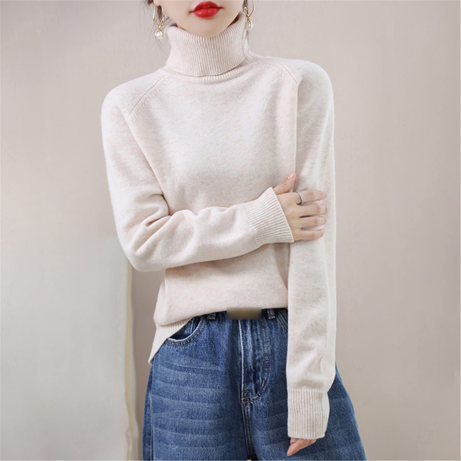 Suéter de mujer de otoño e invierno suéter de cachemira de manga larga casual suéter básico