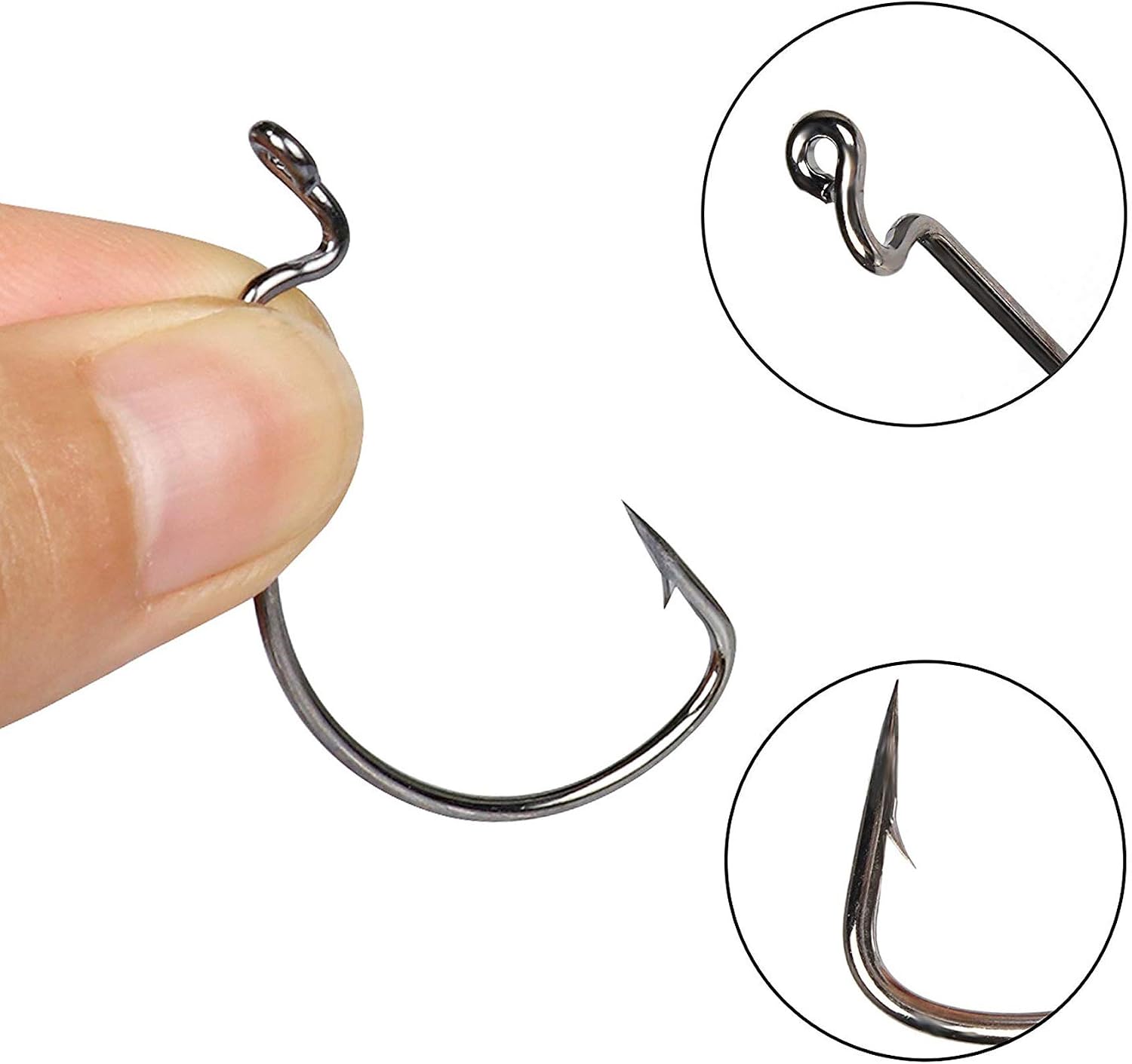 Circle Hooks 2X Strong Customized Offset Sport Circle Hooks Black High Carbon Steel Octopus Fishing Hooks-Size:#1-5/0