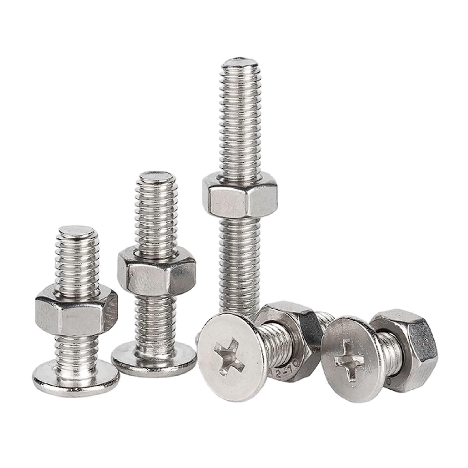 Kit de tuercas y tornillos de cabeza plana delgada cruzada M6 de acero inoxidable, pernos extra grandes de 12 mm de diámetro