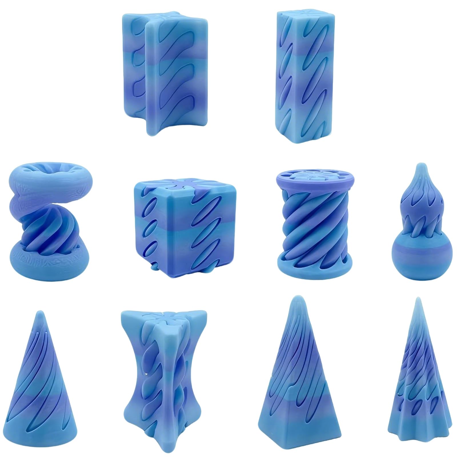 DiiWmme 10 Pack 3D Printed Fidget Toy Set, Impossible Magic Passthrough Stress Relief and Focus Toy Fidget Set, Anxiety Sensory Toy for Office Desk,Travel,Classroom (Blue) โ image 1