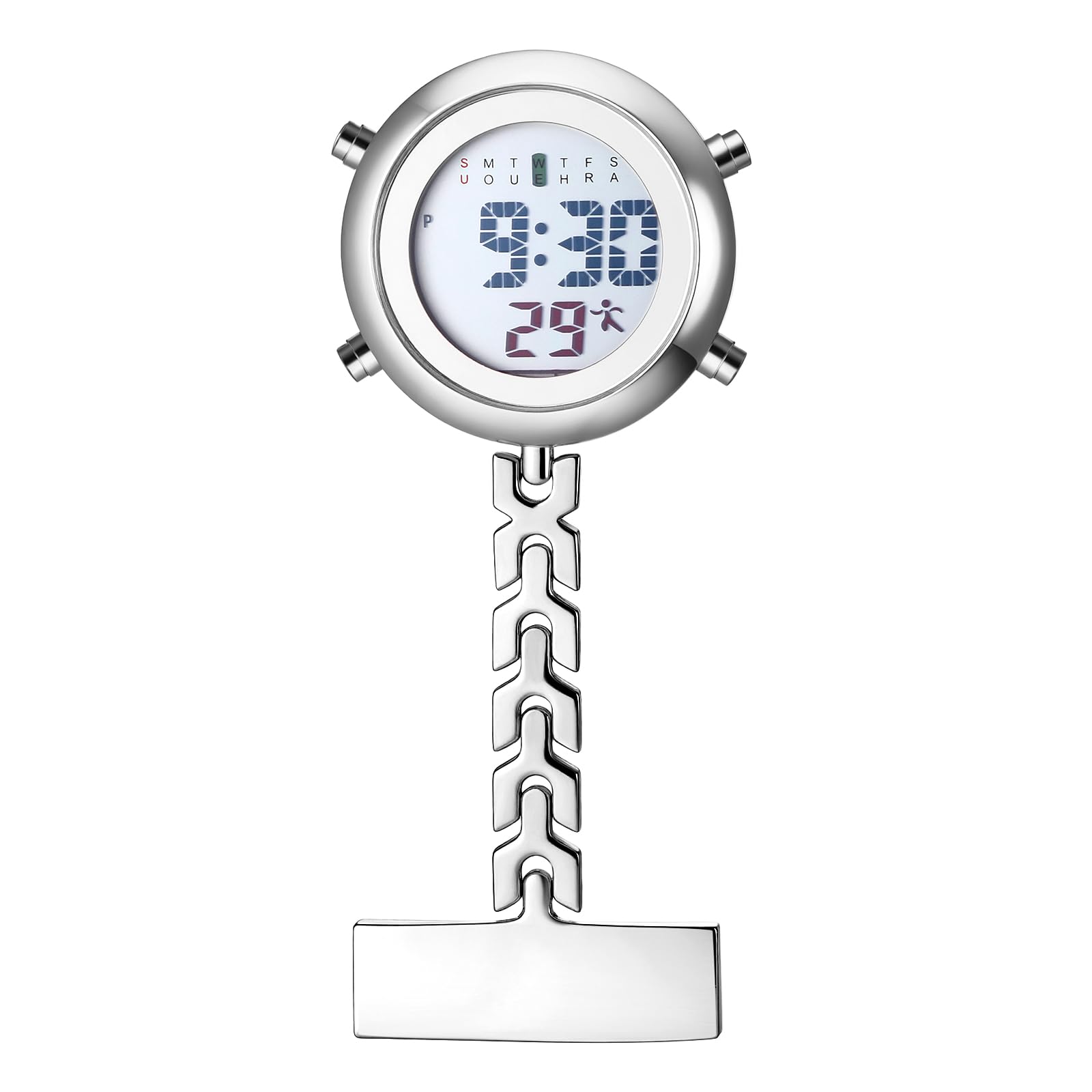 JewelryWe Clip on Digital Watch Carabiner Fob Watches for Nurses Chefs