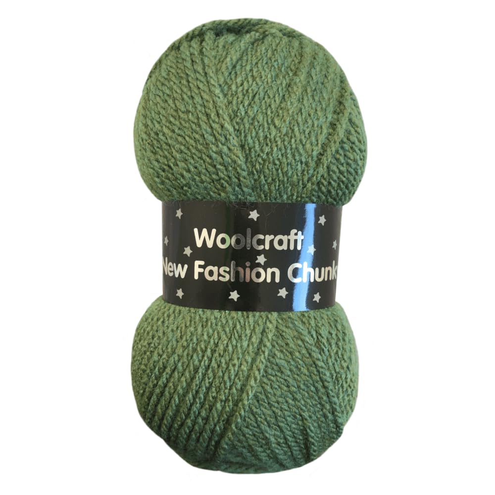 WoolCraft Fashion Chunky Knitting & Crochet Yarn, Great Value Yarn with 27 Colour Combinations in The Range, 100% Acrylic, 150 Metres, 100g Balls, Pack of 3, Woodland