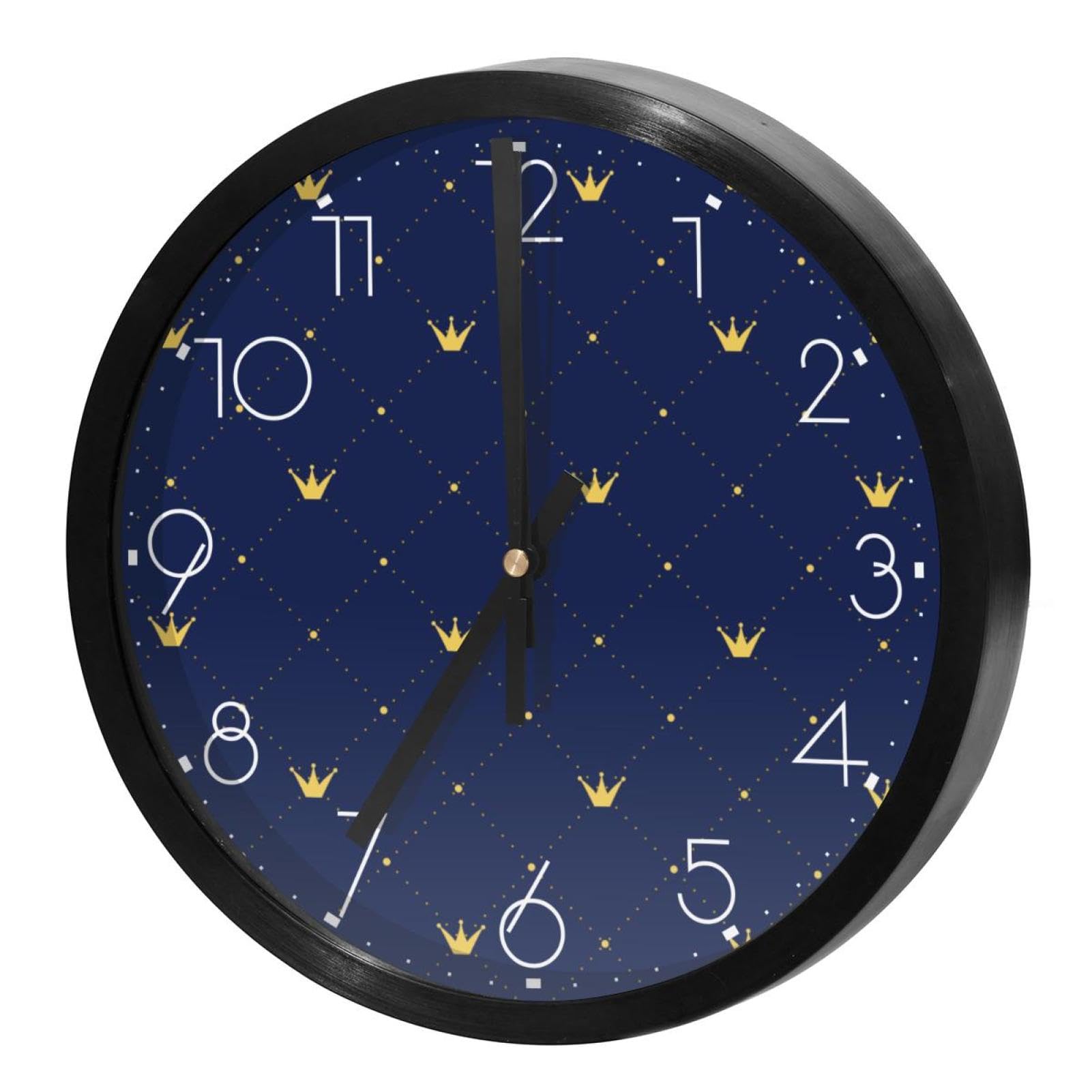 Horloge murale silencieuse à quartz vintage couronne à carreaux