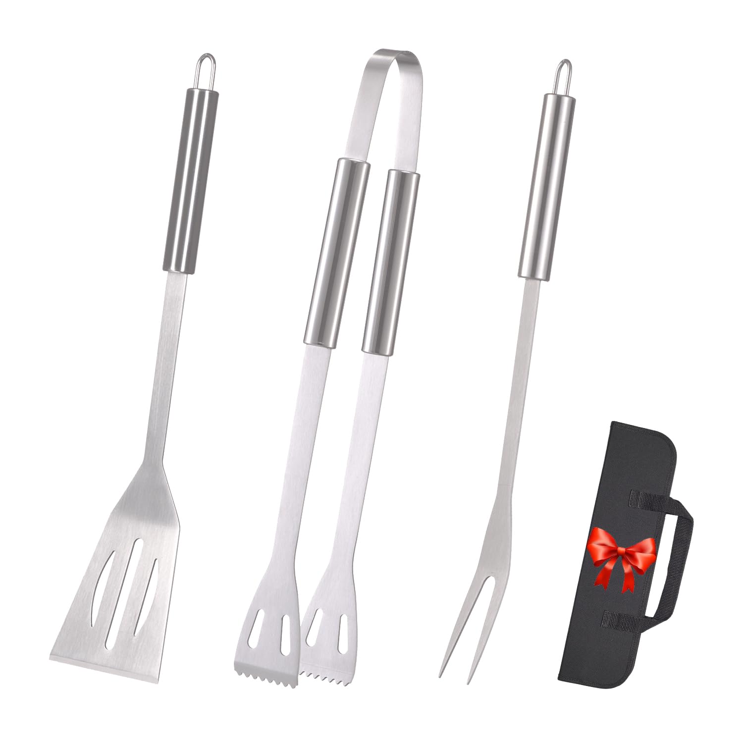 TOPWISHGrill Accessorie, Stainless Steel Spatula, Fork & Tongs for Grilling, Barbeque, Single Wall Oven