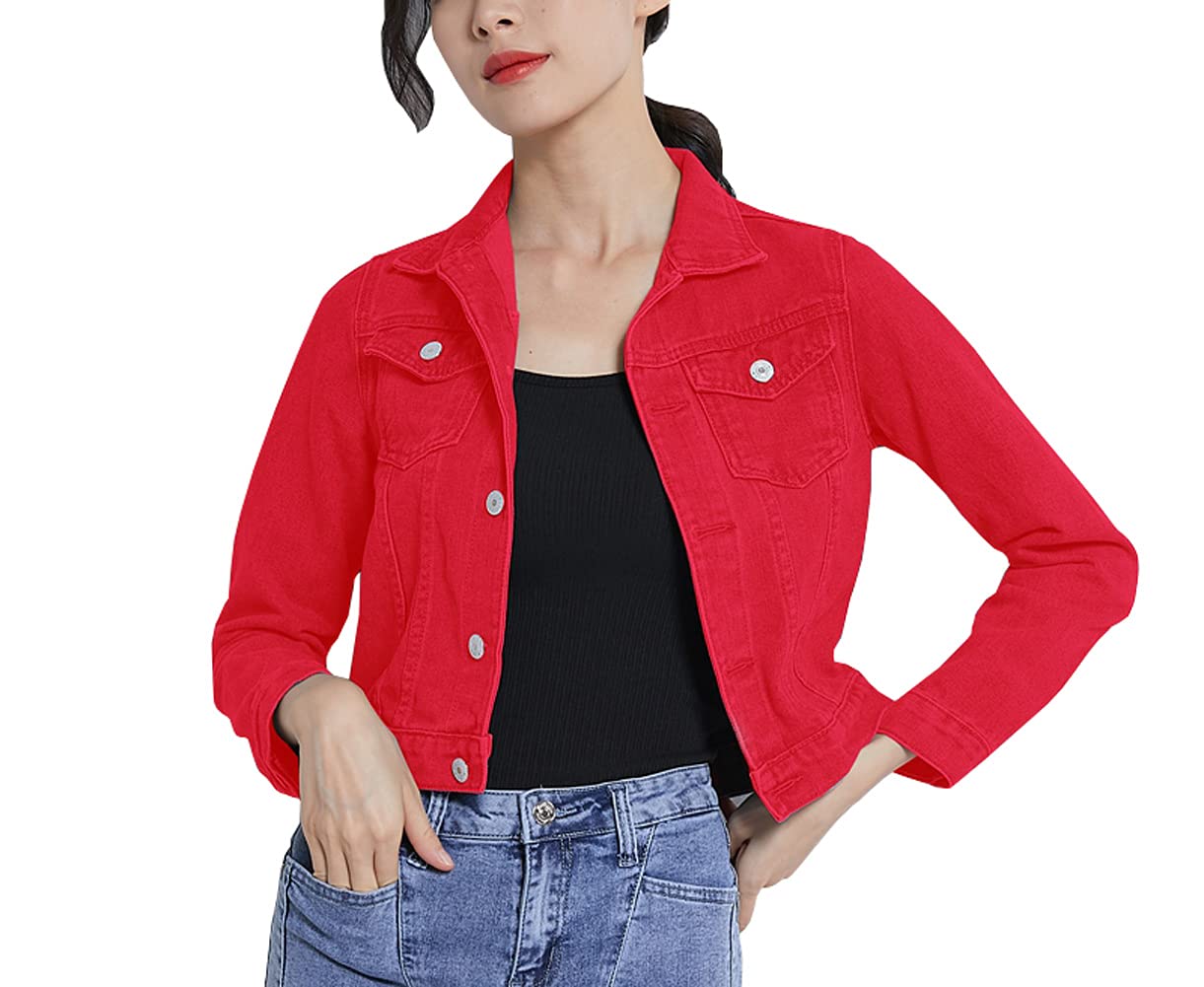 Only Faith-Women's Jean coatsOnly Faith Women’s Solid Short Denim Jacket Long Sleeve Slim Jean Coat