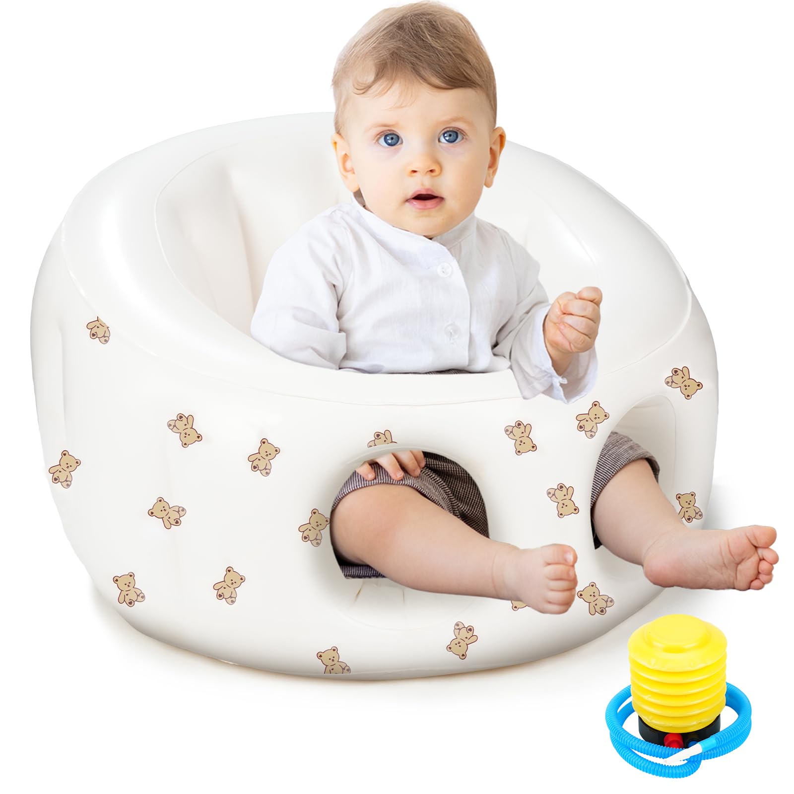 Inflatable Baby Seat for Babies 5-36 Months,Inflatable Baby Chair with air Pump,Blow Up Baby Chair,Baby Floor Seats for Sitting Up, Baby Seats for Infants,Full Enclosure & Safety