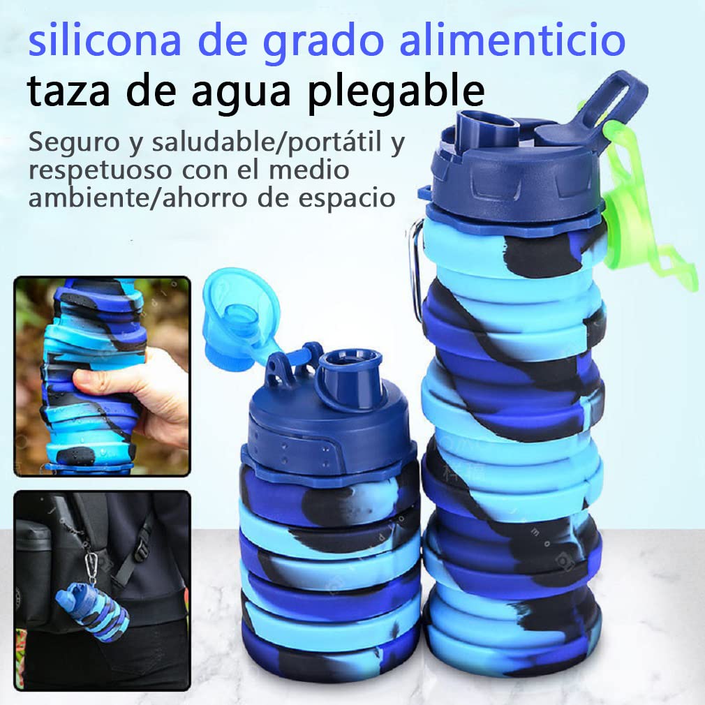 Copa De Agua Plegable Creativa,Botella De Agua Portátil Deportiva con Mosquetón para Viajar Al Aire Libre,Silicona De Calidad Alimentaria,a Prueba De Fugas,fácil De Limpiar-Hand Cap-Red||2pcs