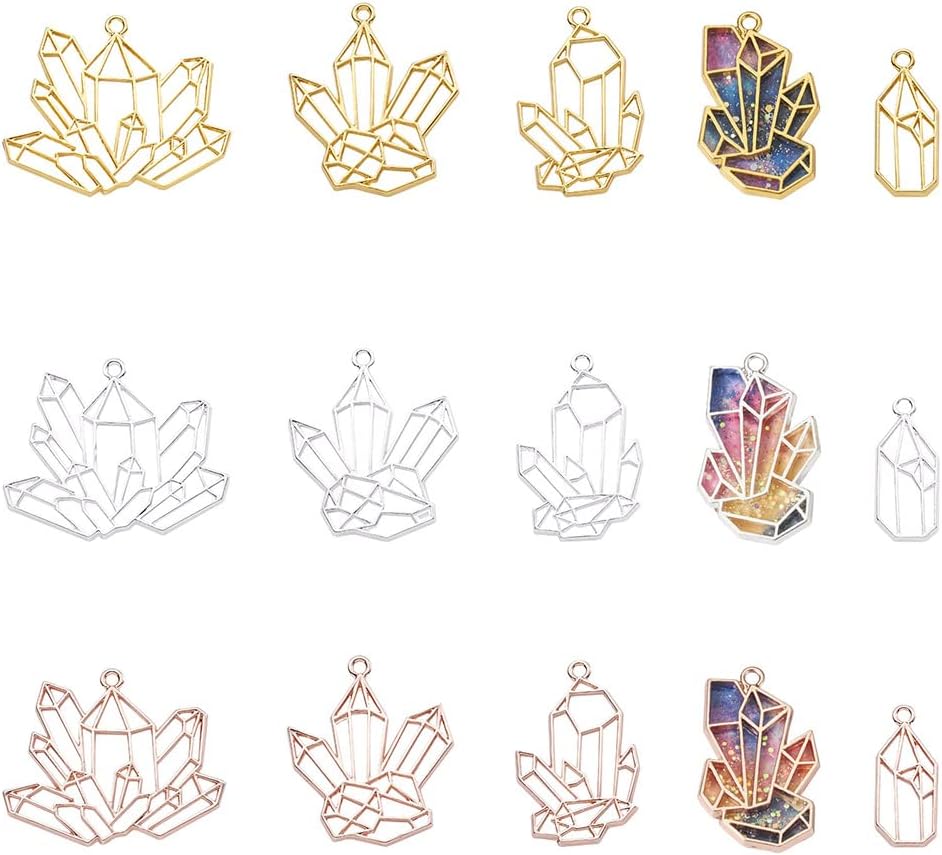 Assorted Style Open Back Bezel Charms Metal Hollow Frame Pendants Pressed Flower Charms for DIY UV Resin Jewelry Making