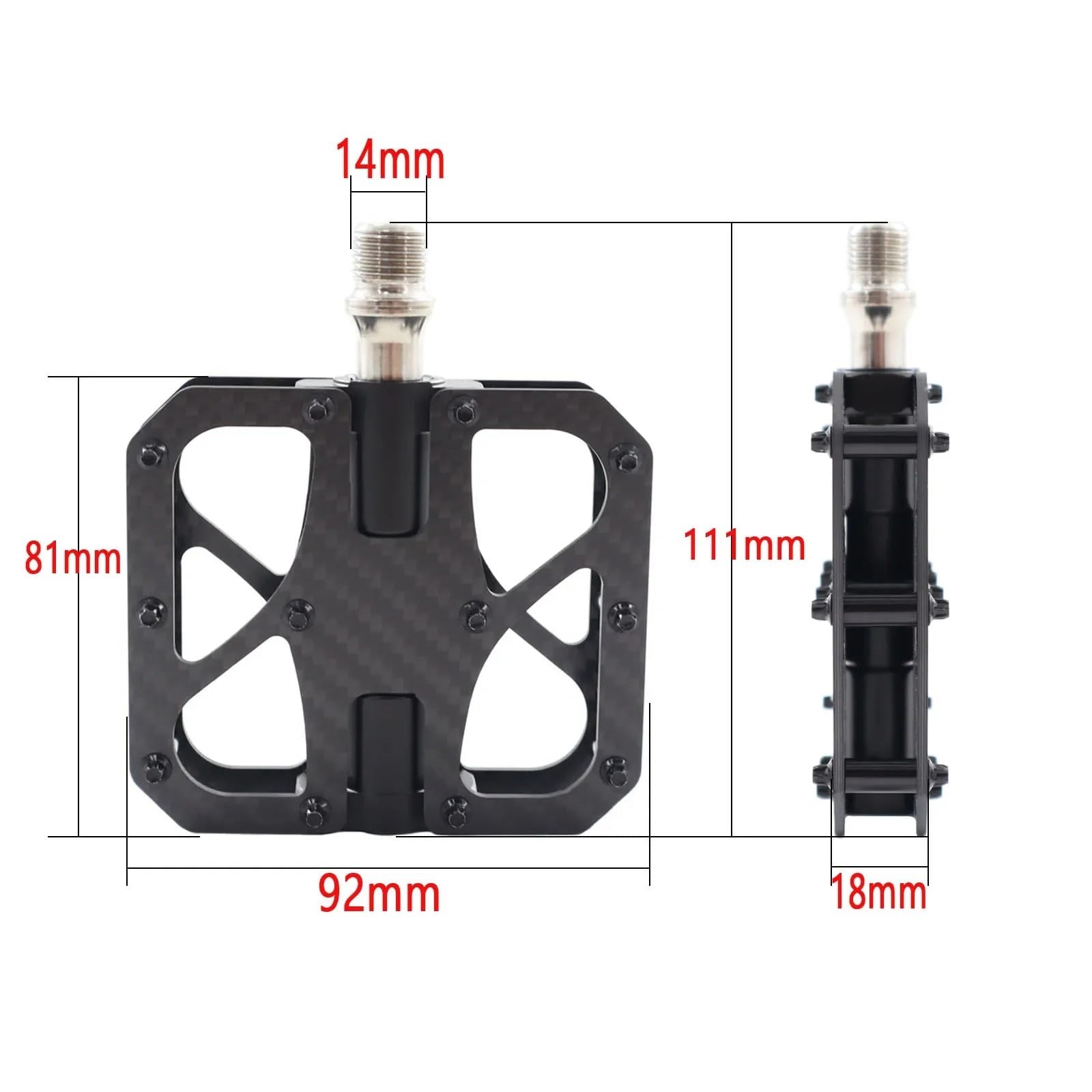 Fahrradpedale Fahrradpedale Carbon Fiber Pedallager Ultraleicht MTB Anti-Rutsch Schnellspanner 14mm Universalgewinde MTB Pedale