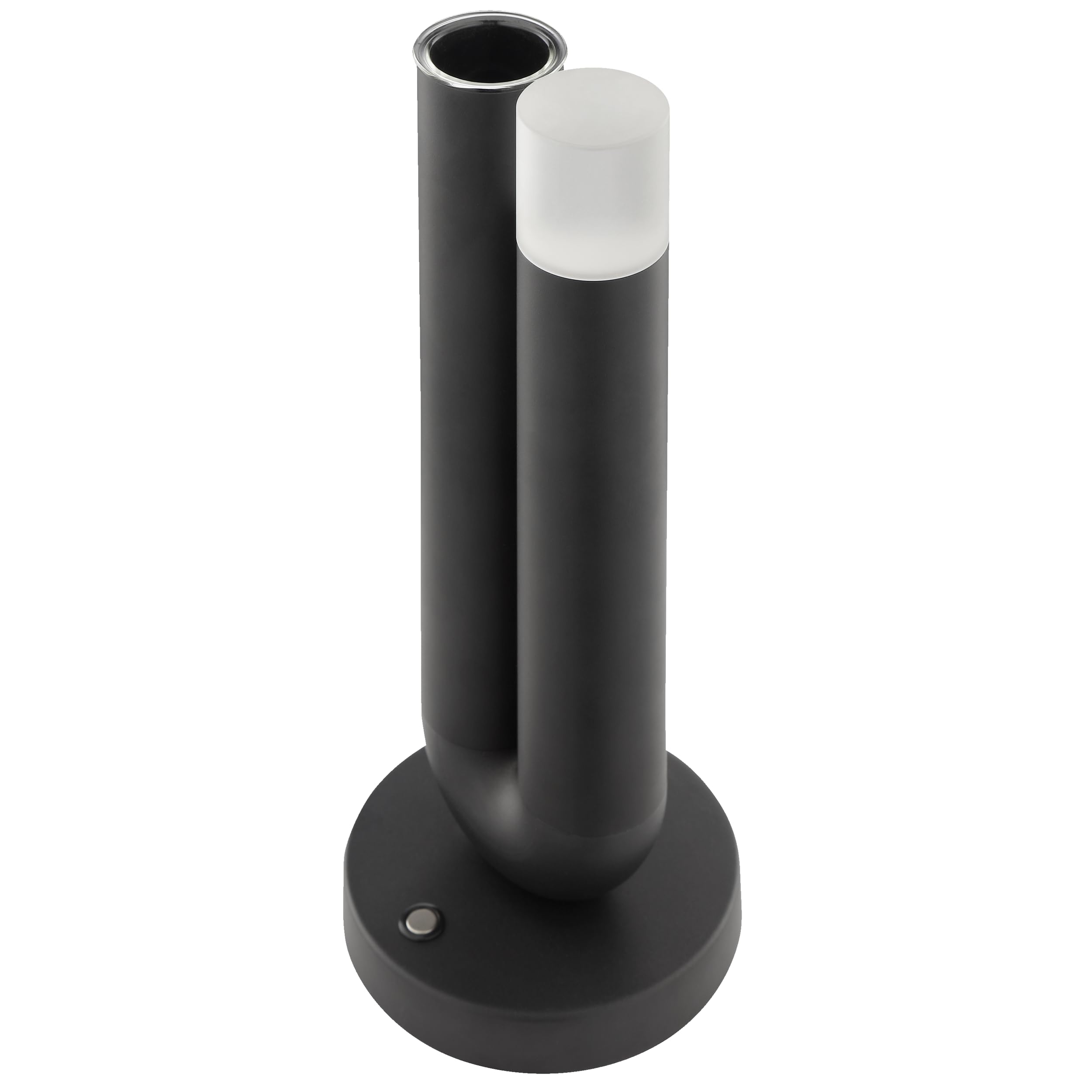 Lightbox LED Tischleuchte mit integrierter Vase, 250 lm, 2700 K, Höhe 27 cm, 3 Stufen dimmbar, Akkubetrieb, induktiv und per USB ladbar, Aluminium Acryl, schwarz, für Wohnzimmer, Balkon, Terrasse