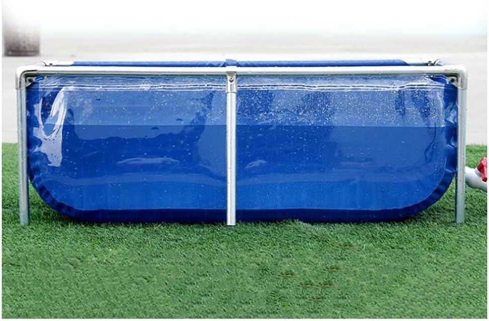 zktoermn Canvas Frame Fish Pond, Semitransparent Waterproof Canvas Fish Pond Fish Tank with Drain Valve for Fish Farming, Garden Water Feature (Color : Blue, Size : 1.2x0.5x0.6m)