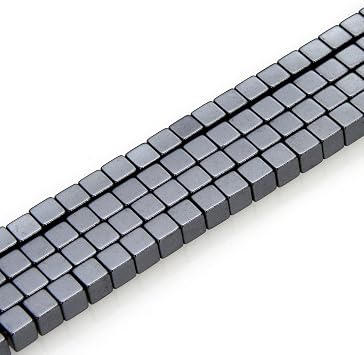 190pcs Adabele Grade A Natural Black Hematite Healing Gemstone 4mm Small Cube Loose Beads Gem Stone Spacer for DIY Craft Jewelry Making GFC-K1