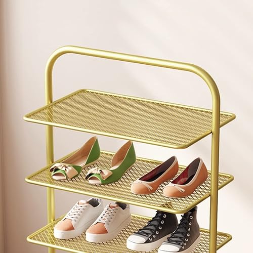 Miniatura 4 de AVEO Zapatero nórdico para sala de estar, estante de zapatos multicapa para entrada al hogar, armario de zapatos de almacenamiento dorado simple de
