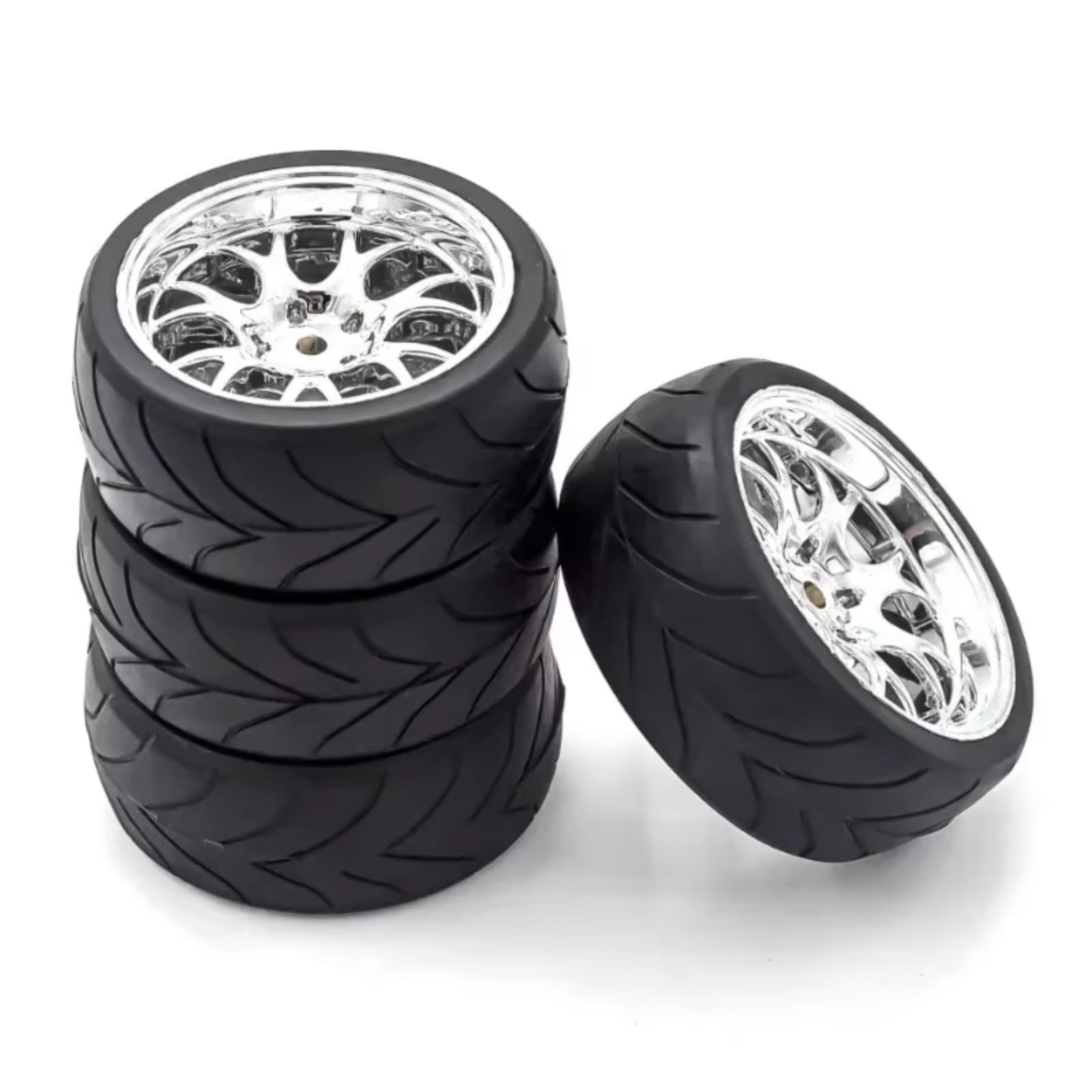 Juego NeumáTicos Ruedas RC para Redcat para HPI para Tamiya para Exceed RC Touring Car para HSP 144001 94123 94122 4 Piezas 66 Mm 1/10 Neumáticos Carretera Llantas Ruedas para Cubo Hexagonal 12 Mm