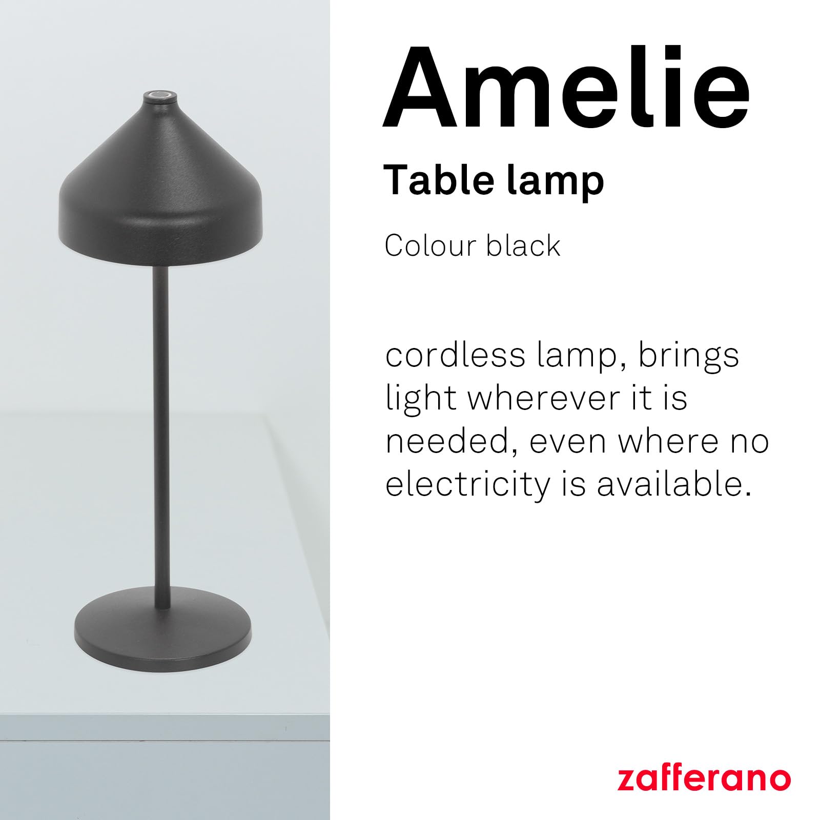 Zafferano, Amelie Lamp, Cordless Rechargeable Table Lamp with Touch Control, Suitable for Indoor and Outdoor Use Dimmer - Image 2