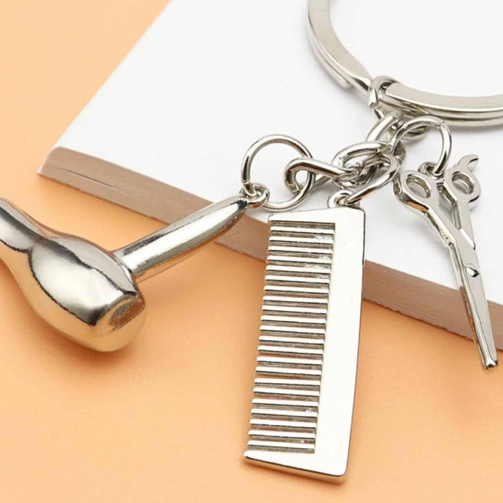 3 in 1 Classic Hairdresser Keychain, Hair Salon Hairstylist Keychain with Scissors, Comb, Hair Dryer - Image 4