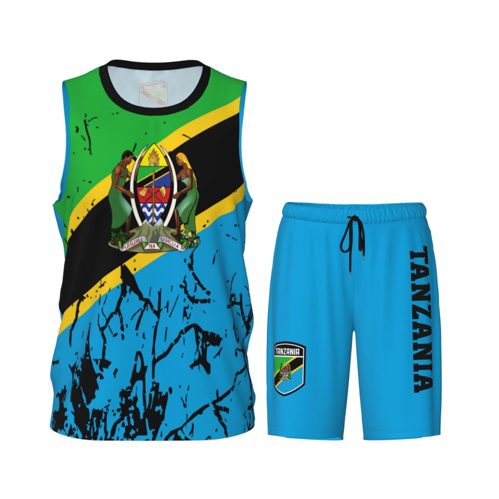 Tanzania Emblem (3) Basketball Jersey Uniform Suit for Men Adults Training Athletic Set White