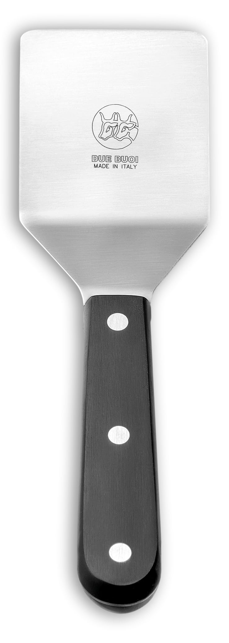 Due BuoiSmall Square Spatula - dimension 2.56" X 2.56" - Solid stainless steel - Professional quality restaurant - Kitchen bbq grill griddle pastry Hamburger - Full Tang Triple Riveted. ICQ Approved.