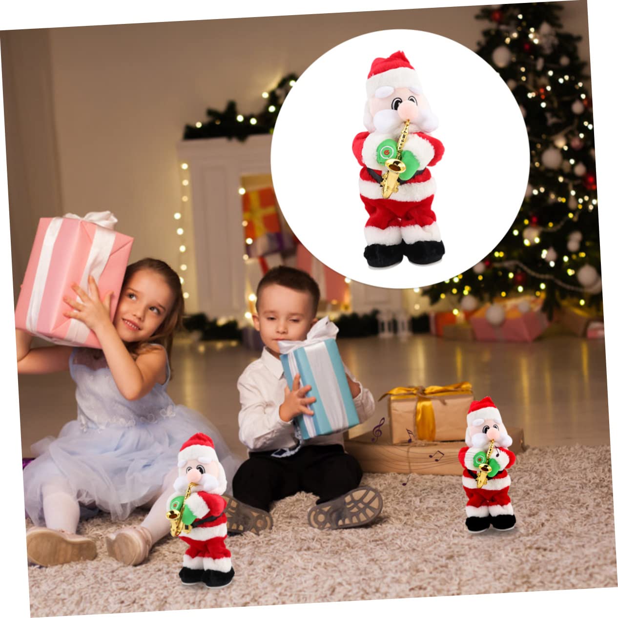 ibasenice Juguete de Papá Noel Saxofón Muñeco Musical Eléctrico como Adorno Navideño para Decorar el Hogar