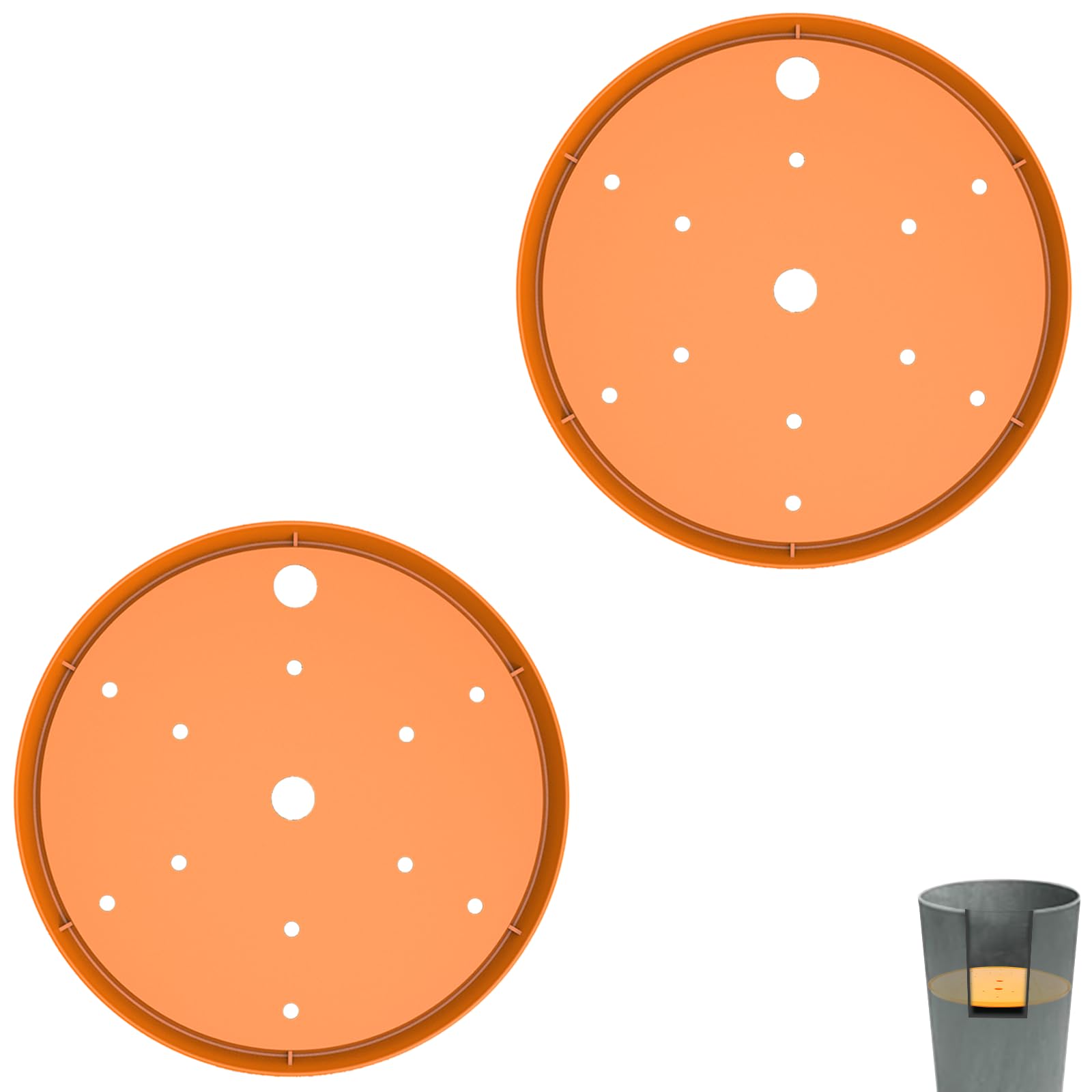 Furniok 2-Pack Round Planter Insert - Plant Pot Insert with Drainage Holes, Use Less Potting Soil, Planter Accessories for Indoor & Outdoor Use (10