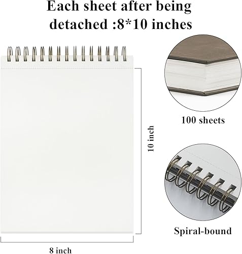Miniatura 217 de Cuaderno de bocetos de 9 x 12 pulgadas, bloc de bocetos con espiral superior, paquete de 1 bloc de 100 hojas (68 libras/3.53 oz/m² - 100 g/m2)