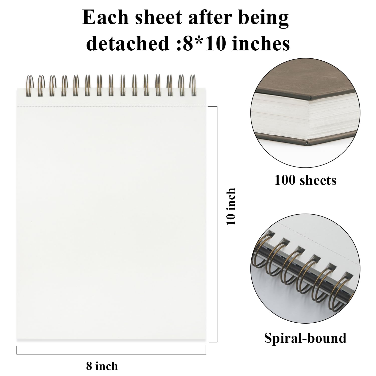 8" x 10" Sketch Book, 100 Sheets Hardcover Sketchbook, 68 lb/100gsm Drawing Paper for Adults, Spiral Bound Sketch Pad, Art Paper for Drawing and Painting for Art Supplies for College Students.