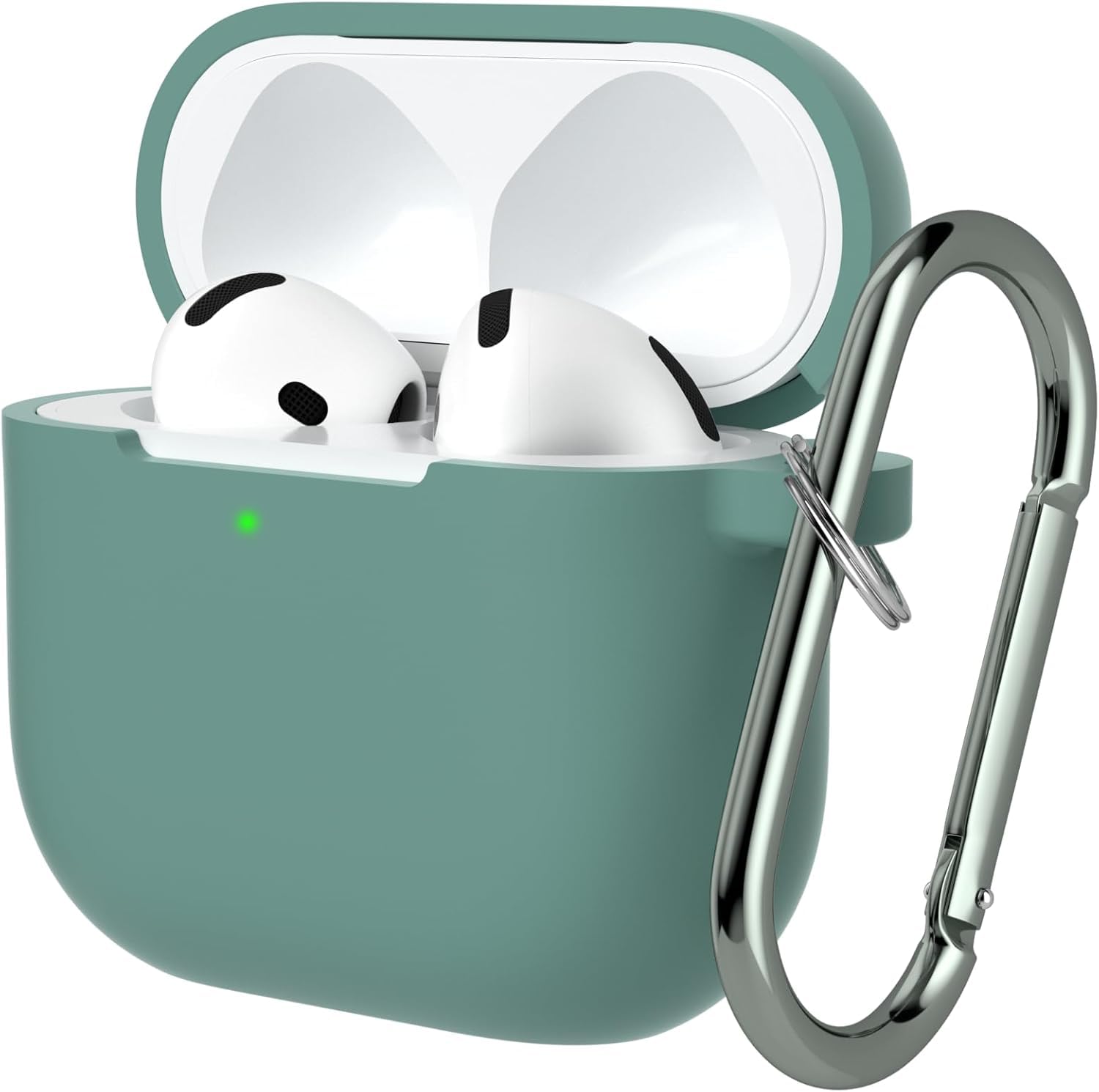 CERLINK AirPods 4 Case Cover Soft Silicone Material 2024, Full Protective Case Cover for Apple Airpods 4 with Anti-Lost Keychain (Green)-image-36