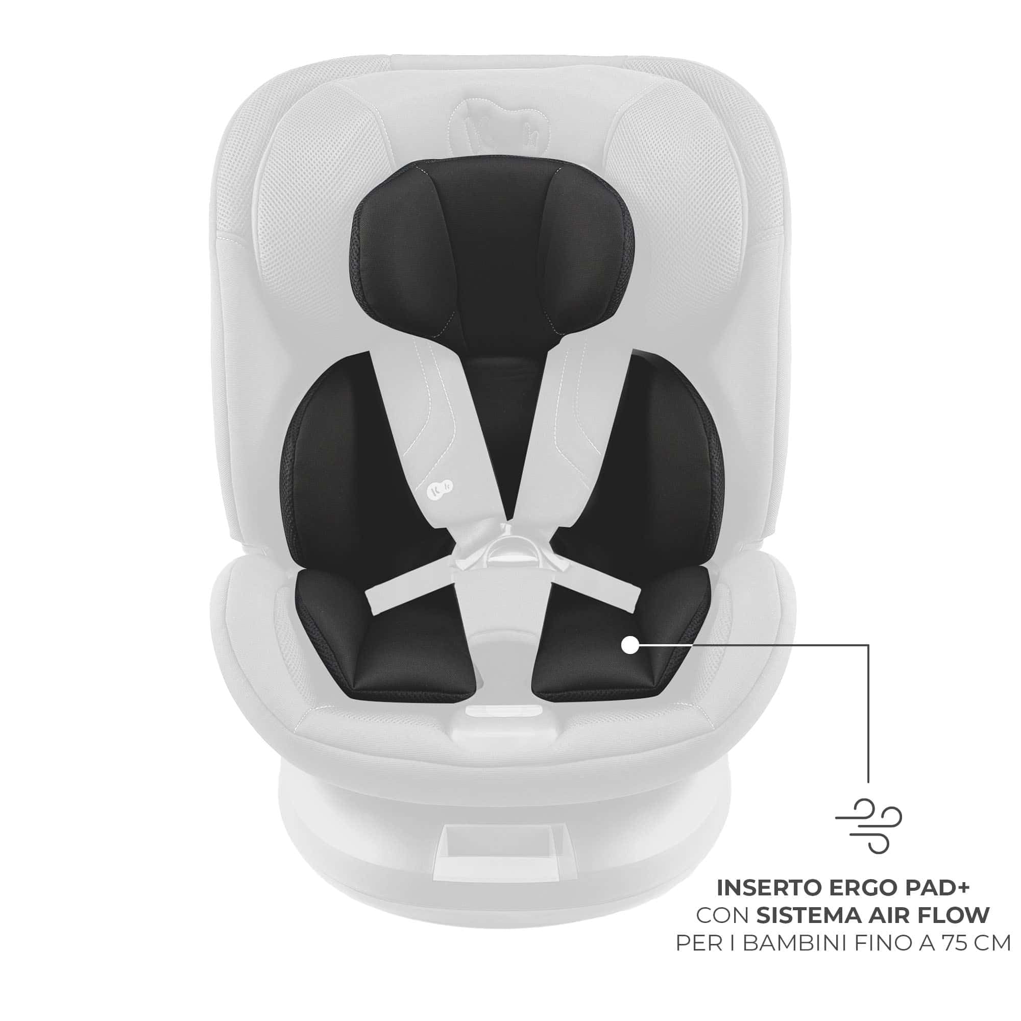 Kinderkraft XPEDITION 3 I-SIZE 40-150 cm, Seggiolino auto 0-36 kg, 360 girevole, Isofix Base, Reclinabile Posizione sdraiata, Poggiatesta regolabile, Gruppo 0 1 2 3, SPS+, H-GUARD+, Nero