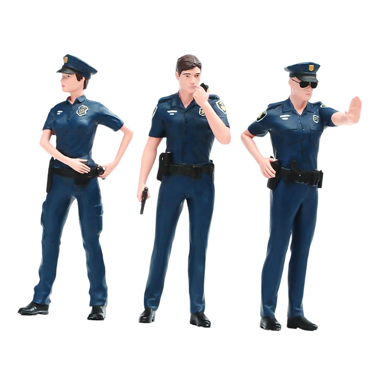 3X Figurini della Polizia in 1/24, Modelli in Miniatura per Scena, Layout, Figurini da Collezione per Diorama, Mini Figurine in Resina per