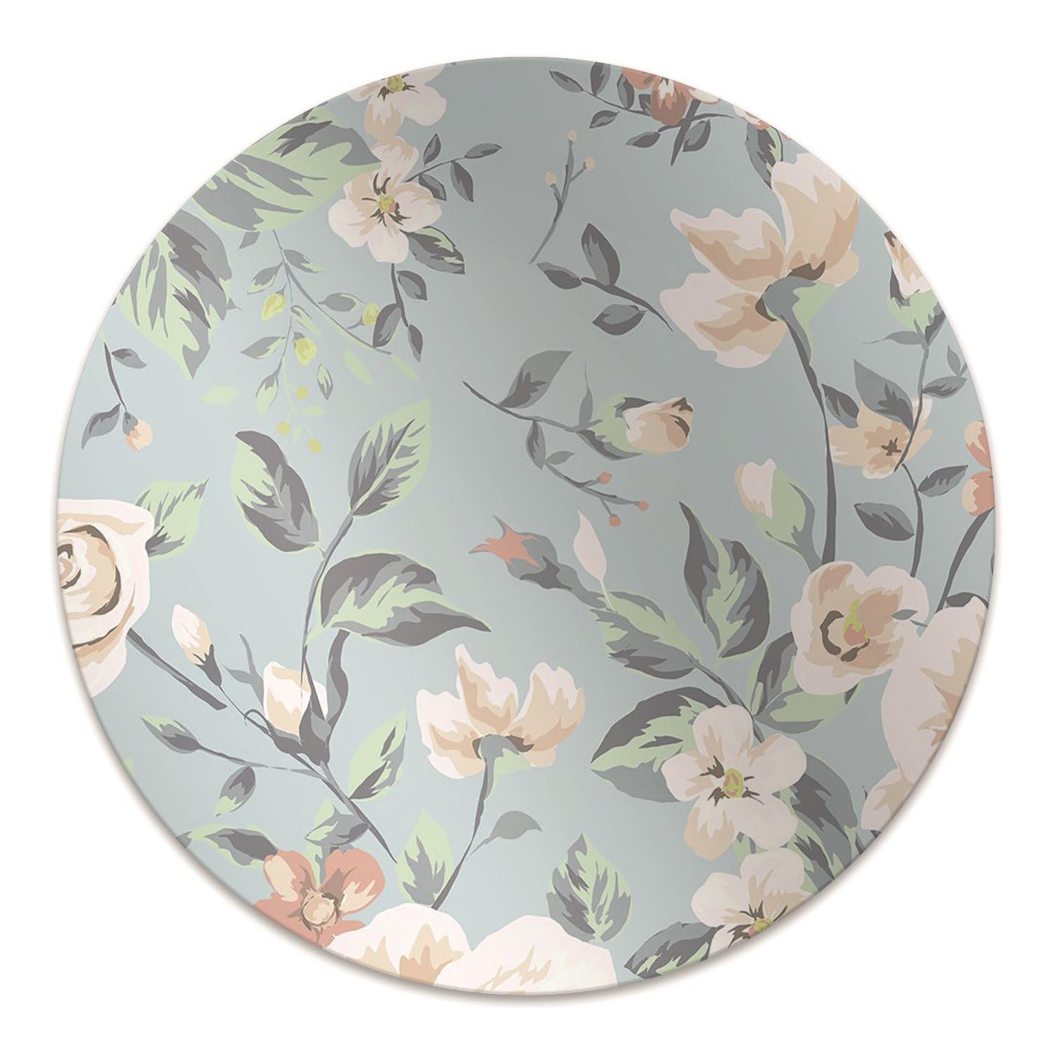 Tapis de chaise ø100 cm en PVC motif fleurs vintage pour protection de sol bureau