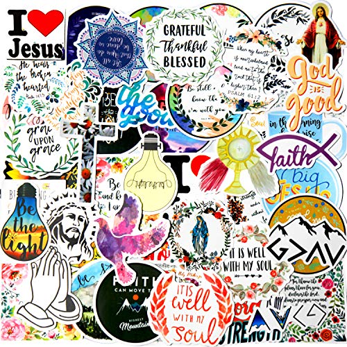 Jesus Christian Stickers, Religious Bible Laptop Faith Stickers, Cross Wisdom Words Decals Stickers for Water Bottles, Christian Gifts
