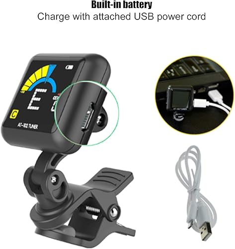 Miniatura 6 de Afinador de guitarra, afinador de violín con aroma de guitarra con clip, afinador USB recargable con batería incorporada, afinador de ukelele de