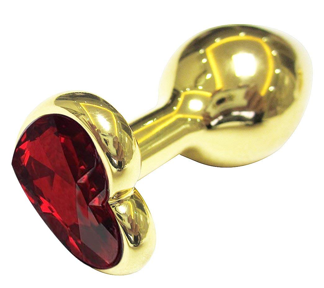 3Pcs Anal Plug Sex Toys, Metal Anal Butt Plugs Training Kit with Heart-Shaped Jewelry Base Adult Sex Toys & Games for Women Men Couples Beginners Large/Medium/Small,: Golden Red
