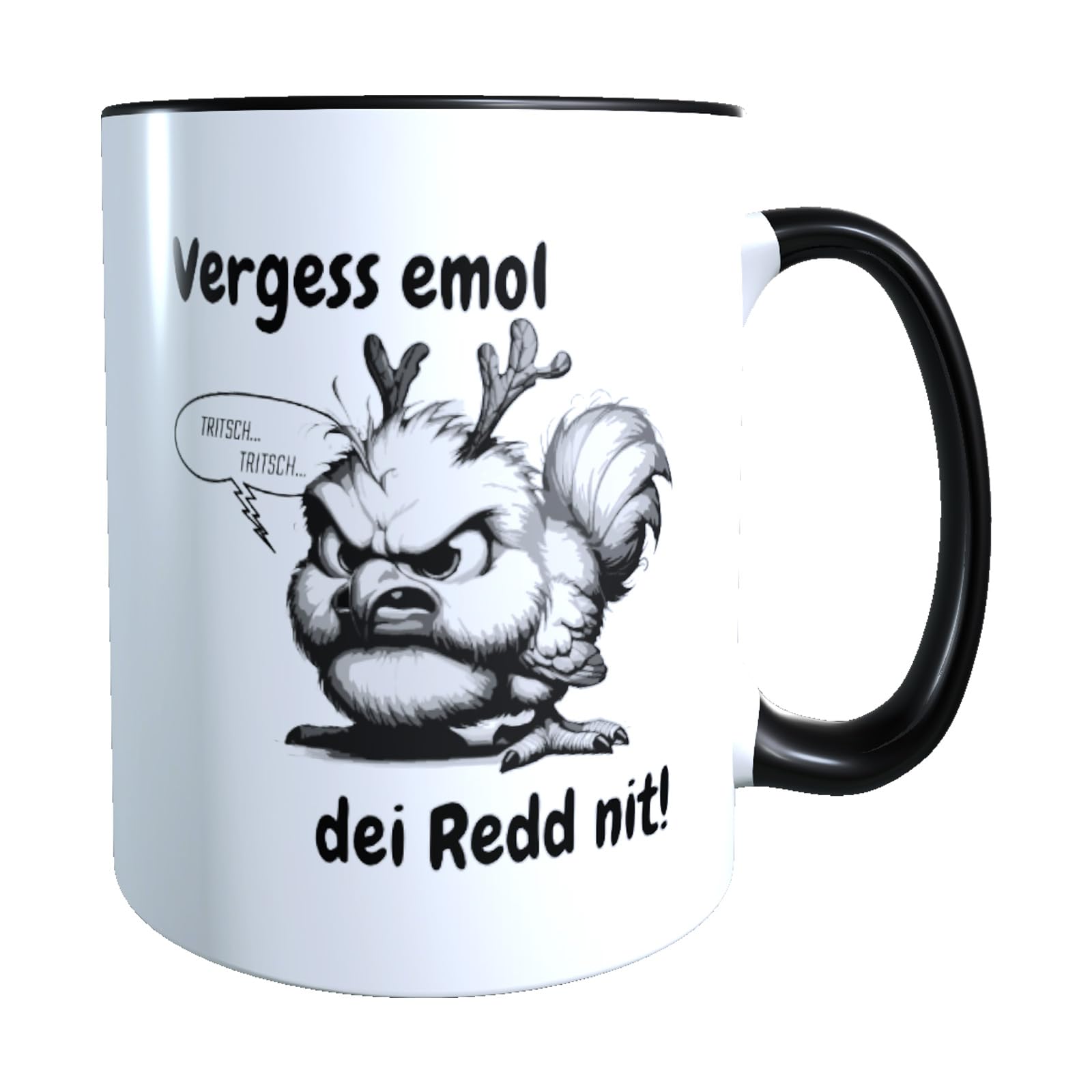 Pfälzer Sprüche Tasse mit Elwedritsche Motiv | Mit lustigem Spruch auf Pfälzisch "Vergess emol dei Redd nit!" | Witziges Pfalz Geschenk