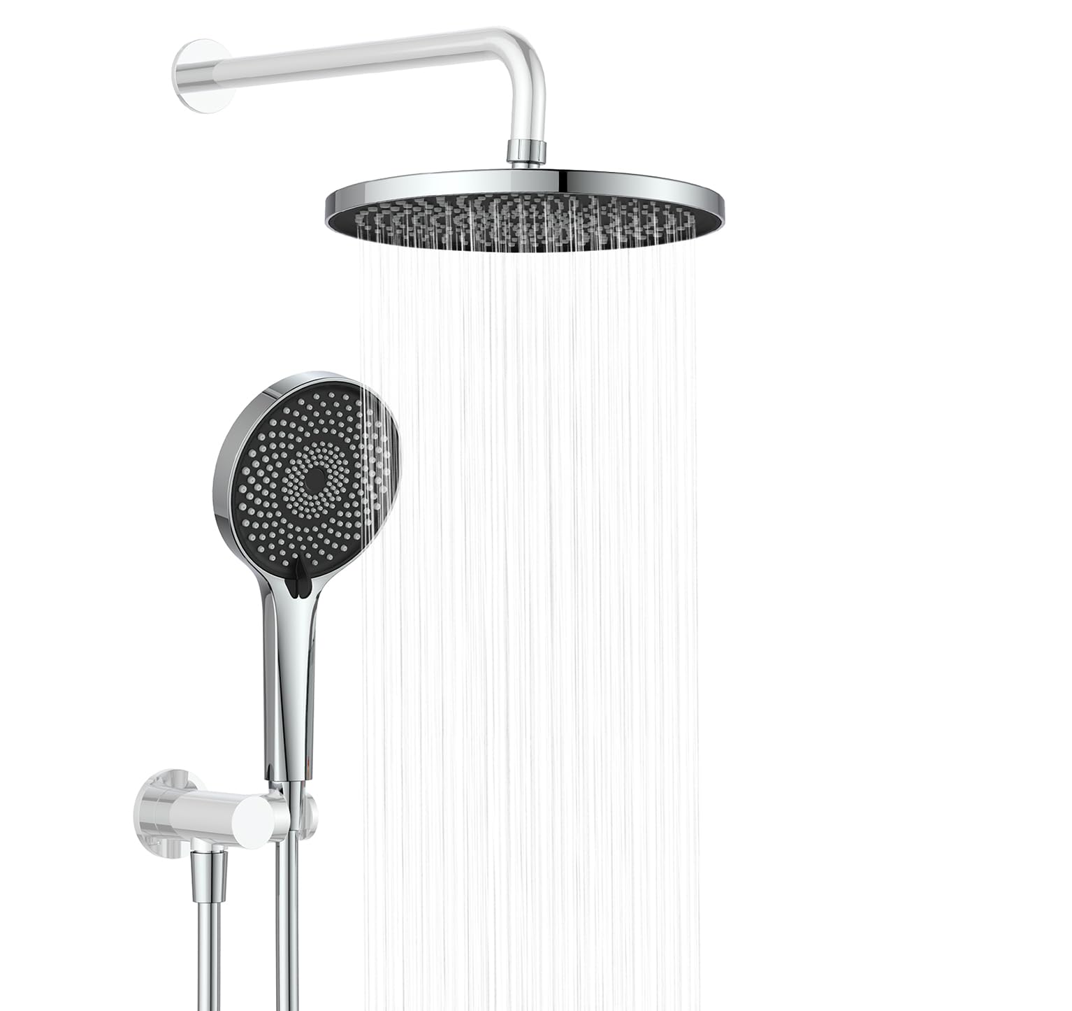 3-Function Dual Shower Heads with Handheld Spray 10 Inch Rain Shower Head 3 Spray Settings High Pressure Handheld Shower Head Combo with 60'' Hose