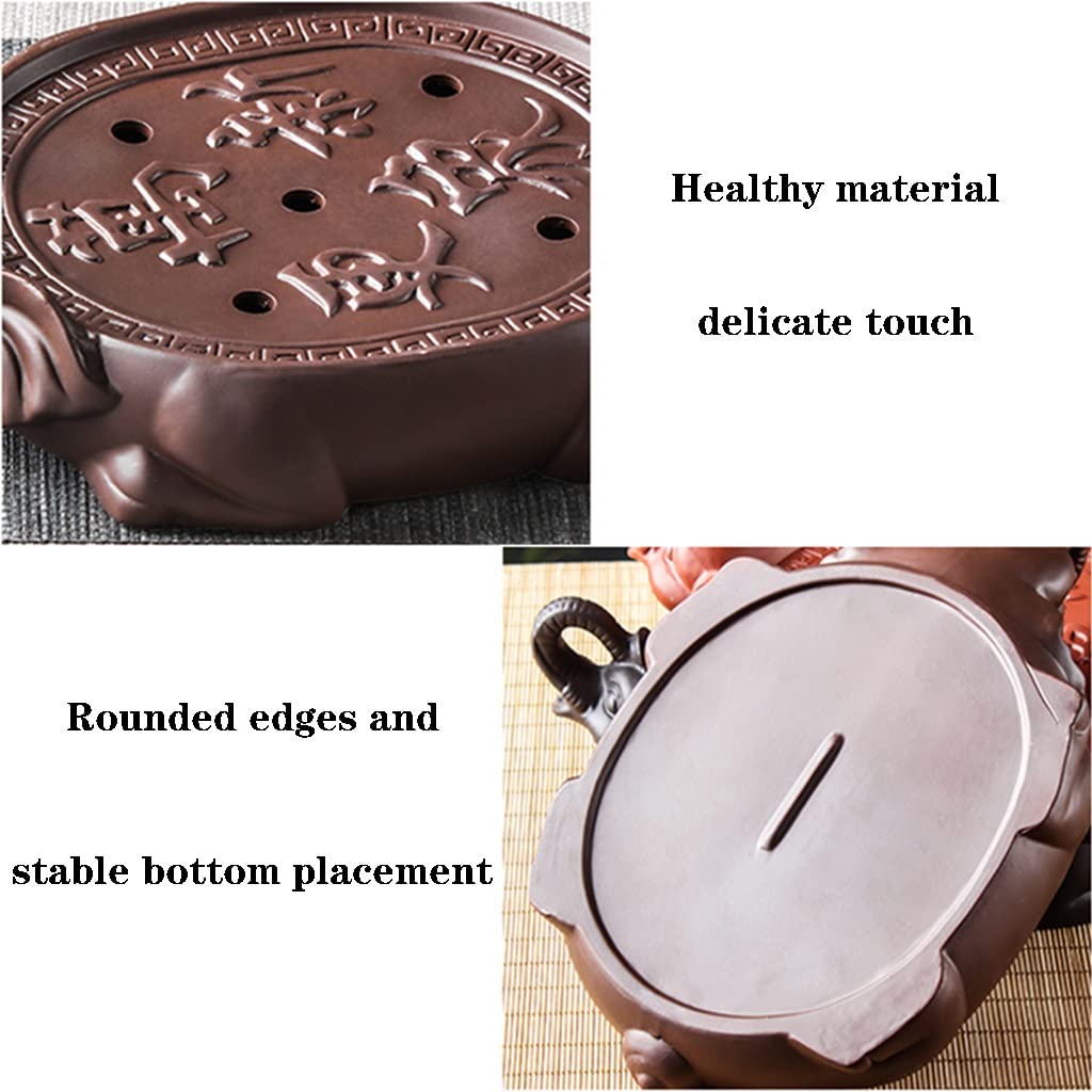 Bandeja de té de cerámica Japonesa con depósito de Agua para el hogar y la Oficina (roja, 25 x 16 x 7,5 cm)