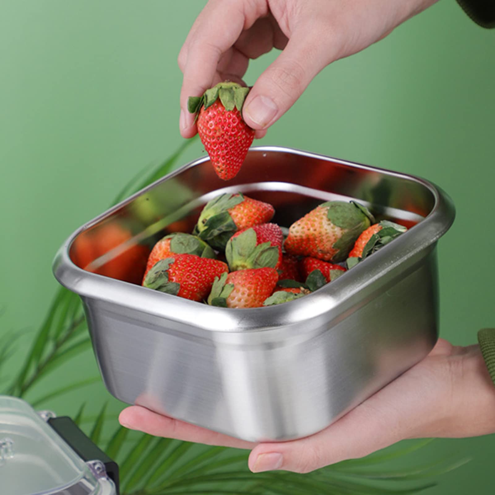 Fiambrera, Caja Bento, Contenedor de almacenamiento de alimentos, Fiambrera térmica de acero inoxidable, Caja de comida caliente con cubierta transparente con asa de transporte de gran capacidad for a