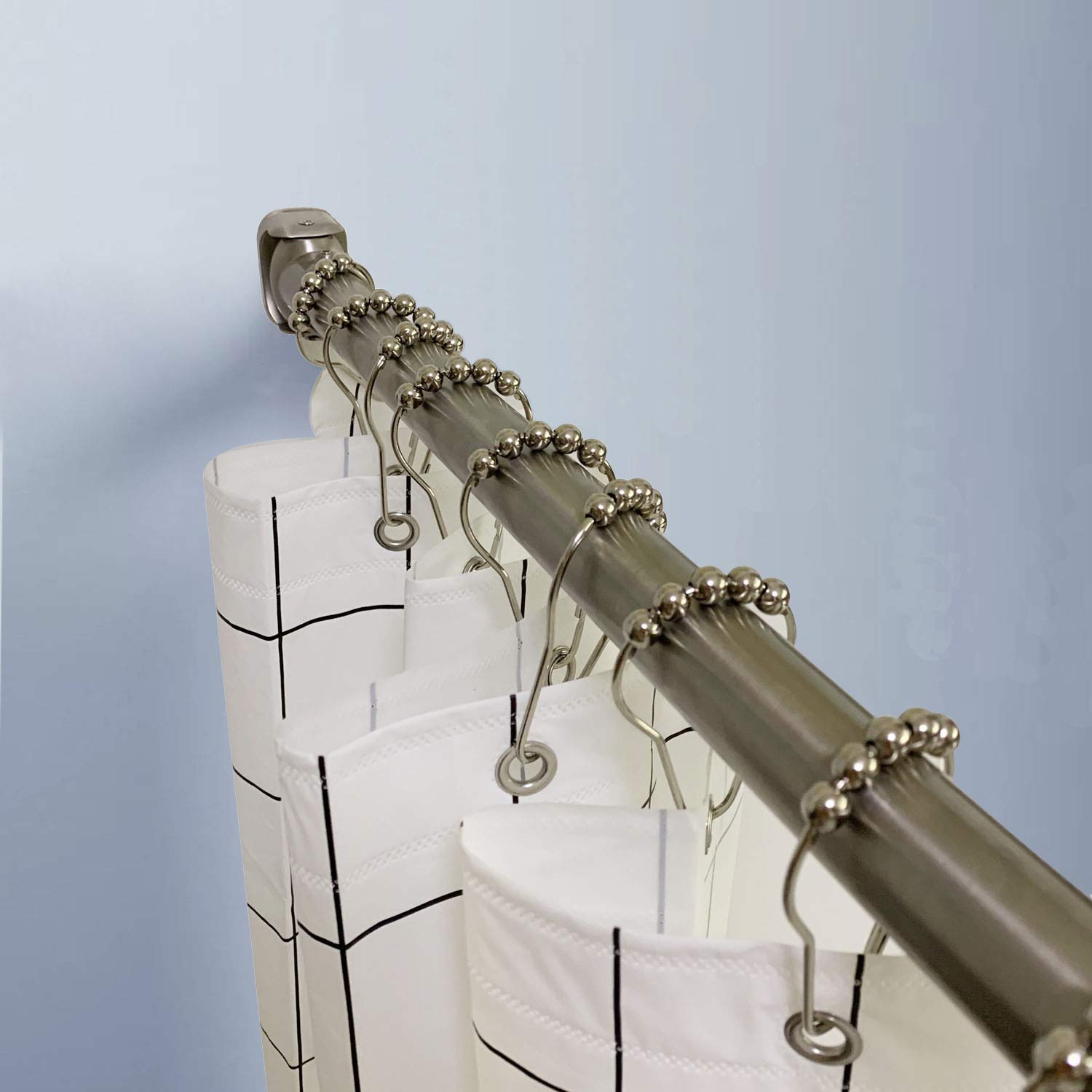 Naiture 60'' Straight Sliding Clothes Rail, Shower Curtain Rod with Swivel Flange or Bracket, Chrome Finish