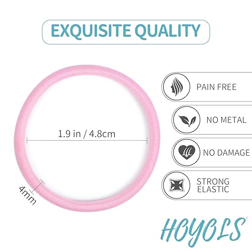 Miniatura 2 de Hoyols Lazos elásticos para el cabello para mujer, bandas de pelo sin metal de 0.157 pulgadas, soportes para cola de caballo de colores gruesos y