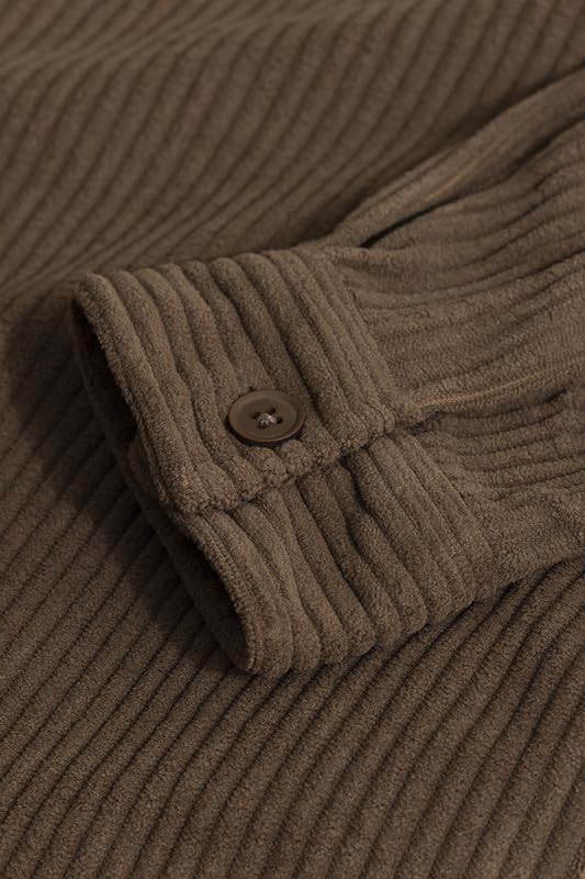Image of SNITCH Men's Textured| Self-Design Shirts | Casual Wear| College Wear Streetwear Style | Polyester Spread Full Sleeve Relaxed Fit Brown