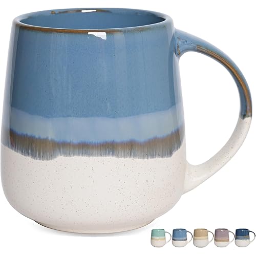 Bosmarlin Extra Large Ceramic Coffee Mug, 23 Oz, Dishwasher and Microwave Safe, Oversized Big Tea Cup for Office and Home (Blue)