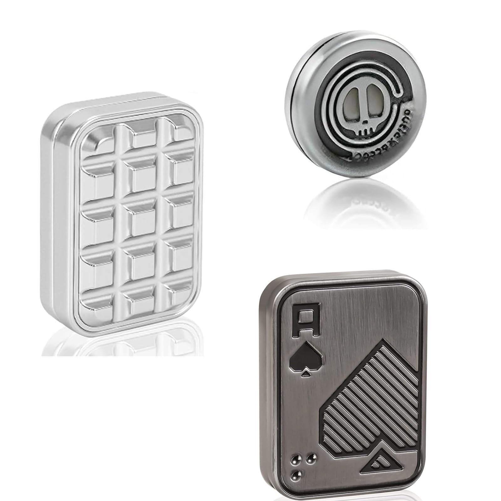 Fidget Slider 3 Pack, Magnetic Metal Freestyle Fidget Toys Haptic Coin Poker Card