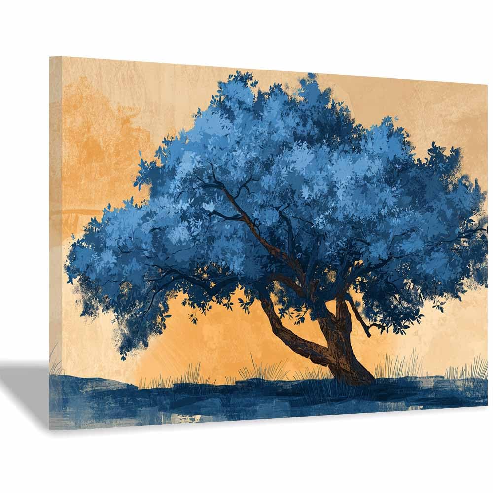 PUQAAEO Tree Of Life Canvas Wall Art for Living Room Art Nouveau Oak Tree Abstract Wall Decor,Print Paintings Artwork,For Home Office Bedroom Wall Decor(Multicolor)-60x90cm Framed