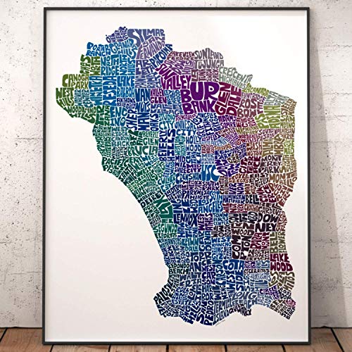 Los Angeles Neighborhood Map Art Print, Signed Print From My Original Hand-Drawn Typography Map Art Series, Los Angeles California Art Print #TOP2