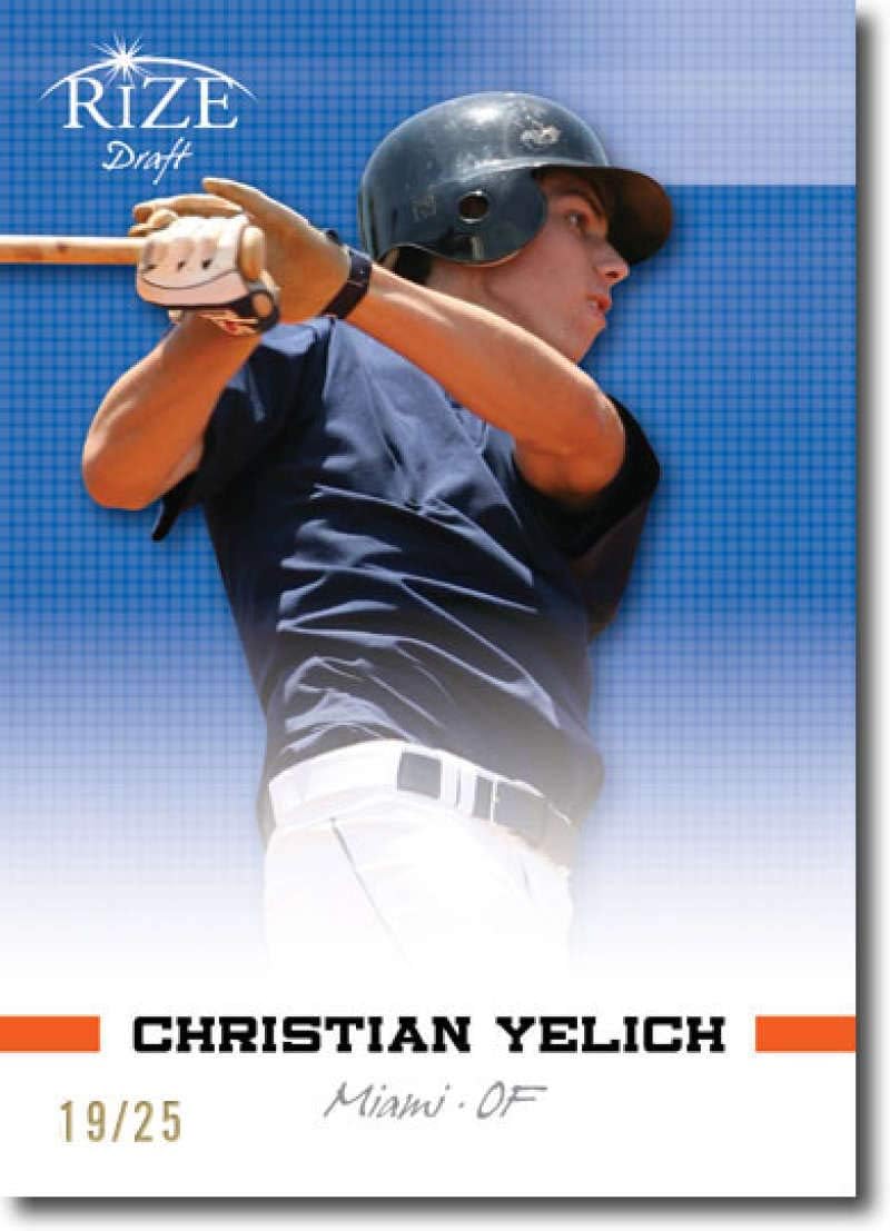2012 Leaf Rize Draft Blue #98 Christian Yelich Marlins Prospect (Emerald Paragon)(Rookie Parallel / 1st Round Pick) MLB Baseball Card /25 NM-MT