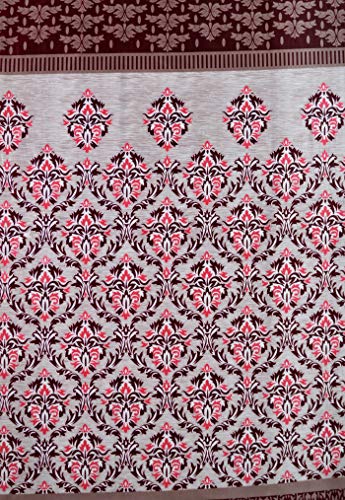 Image of Home Sizzler Shalimar Frill Panel Damask 2 Piece Eyelet Polyester Long Door Curtain Set - 9ft, Maroon